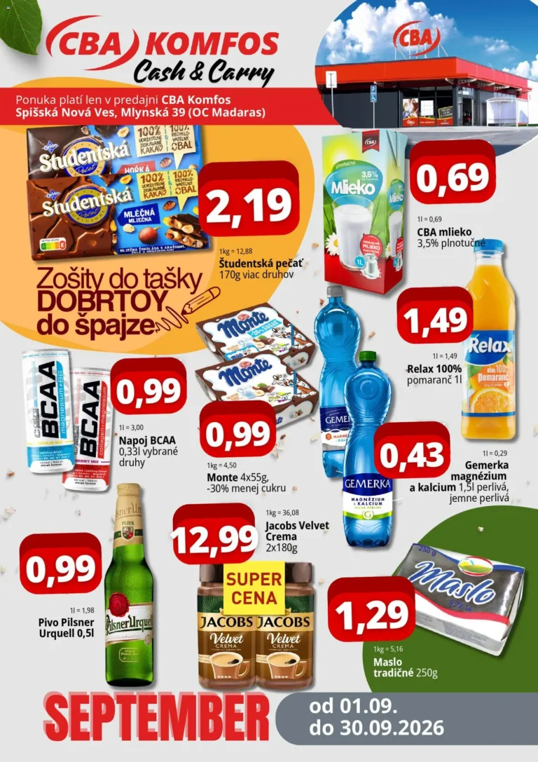 CBA Komfos leták od 01.09.2026