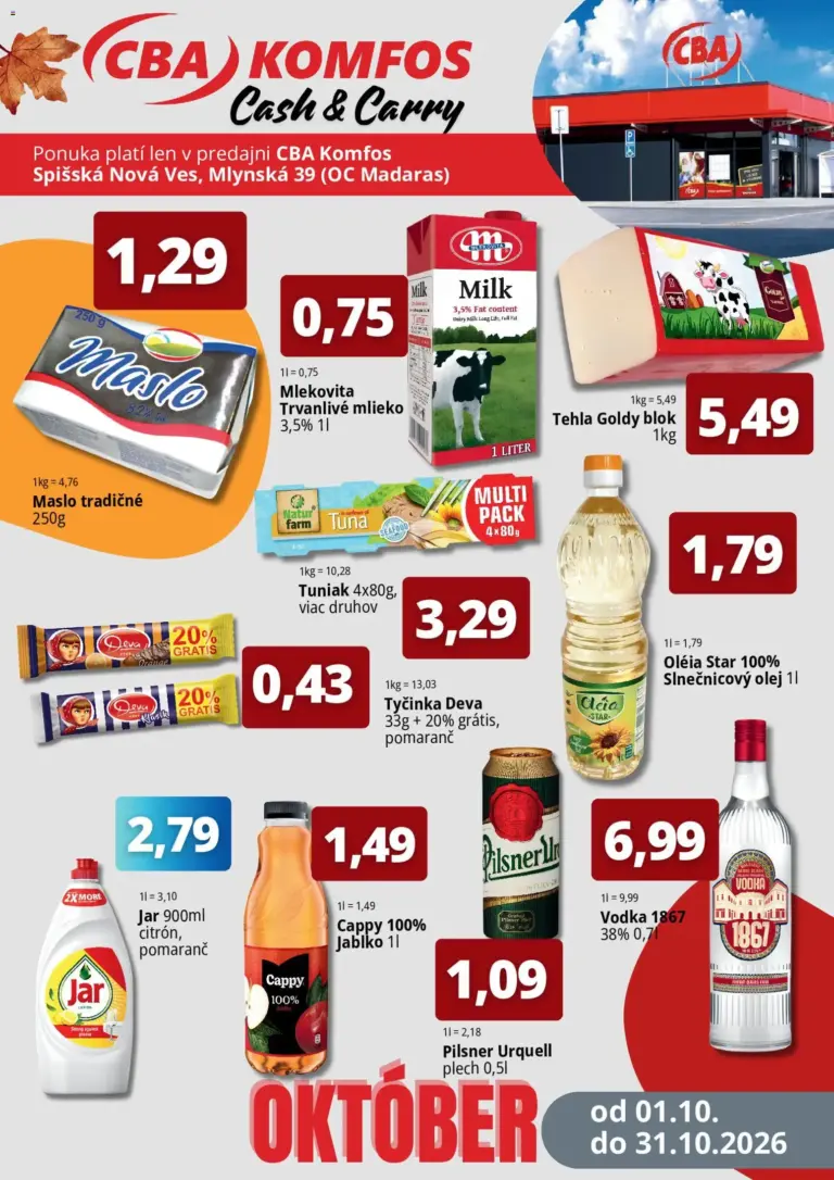 CBA Komfos leták od 01.10.2026