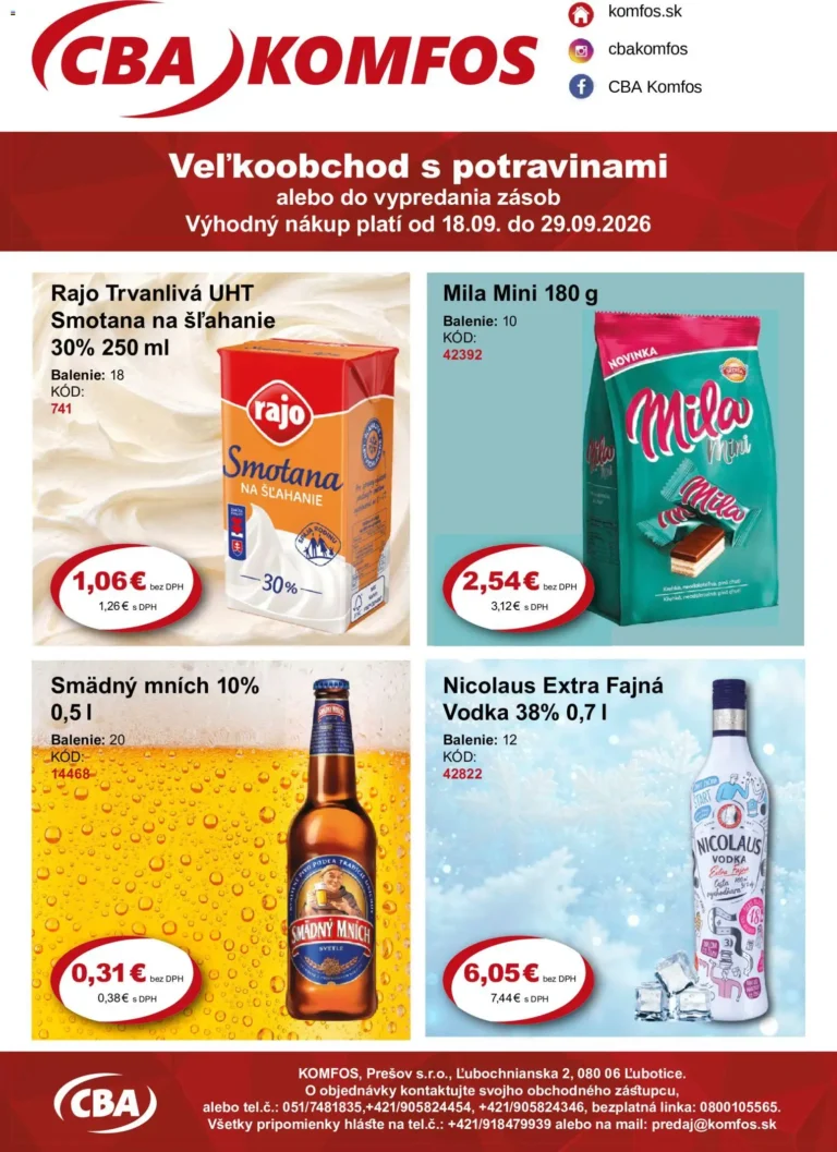 CBA Komfos leták od 18.09.2026